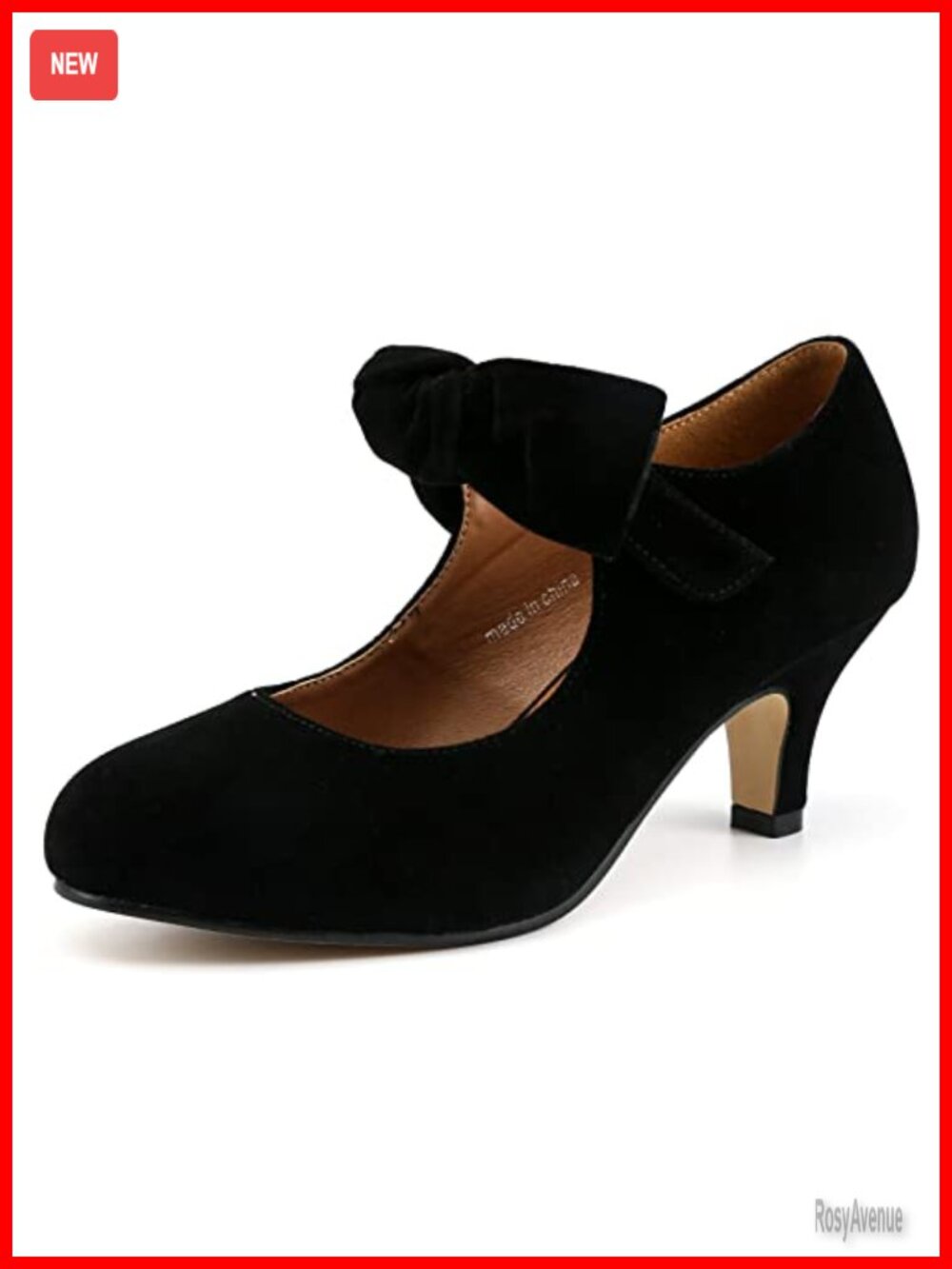 Mary Jane Kitten Heel Pumps Round Toe Bow Ankle Strap Dress Shoes